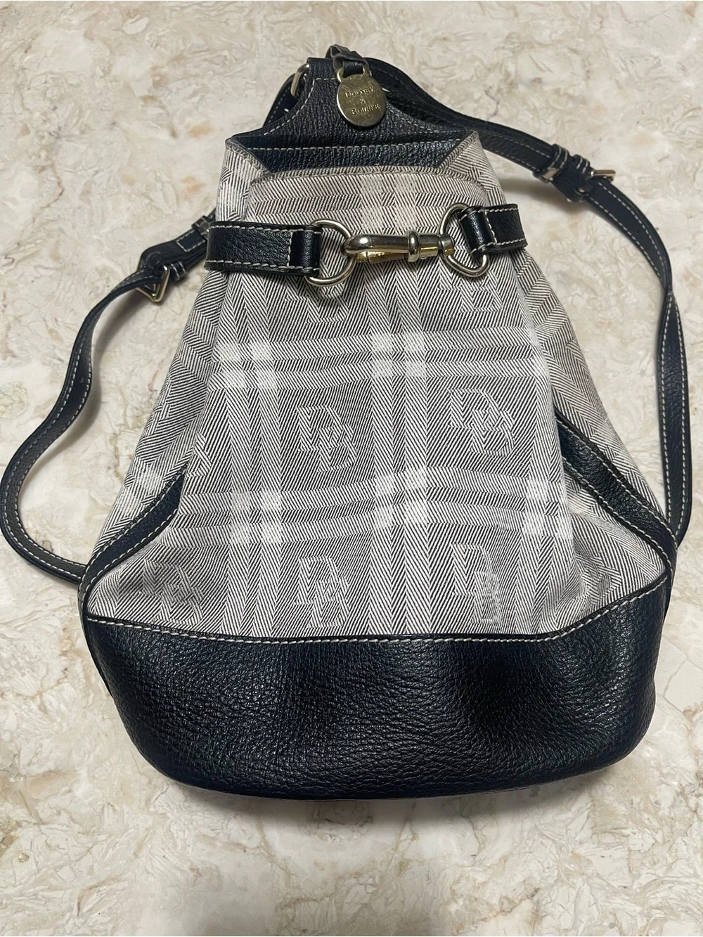 Vintage Dooney & Bourke Pyramid Signature Logo Plaid Sling backpack